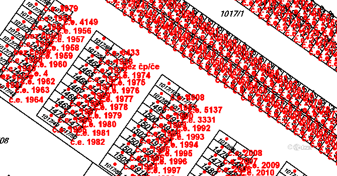 Bukov 4908, Ústí nad Labem na parcele st. 1017/103 v KÚ Bukov, Katastrální mapa