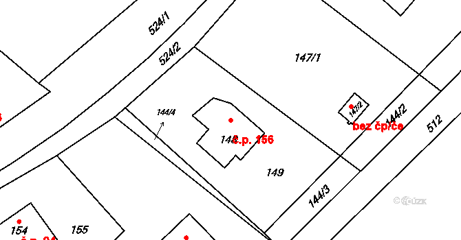 Vrbice 156, Bohumín na parcele st. 148 v KÚ Vrbice nad Odrou, Katastrální mapa