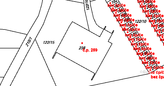 Janské Lázně 259 na parcele st. 238 v KÚ Janské Lázně, Katastrální mapa