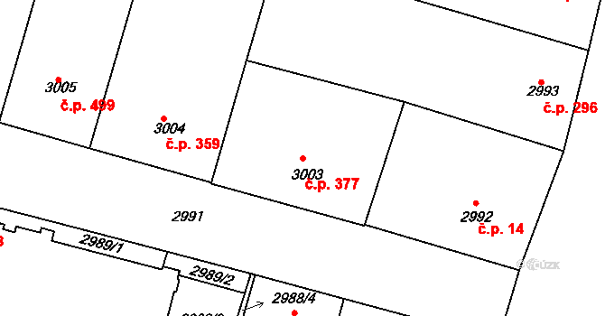Smíchov 377, Praha na parcele st. 3003 v KÚ Smíchov, Katastrální mapa