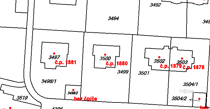 Vinohrady 1880, Praha na parcele st. 3500 v KÚ Vinohrady, Katastrální mapa