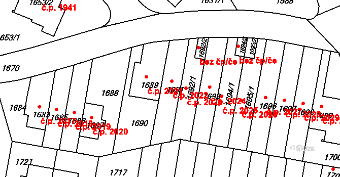 Záběhlice 2022, Praha na parcele st. 1691 v KÚ Záběhlice, Katastrální mapa