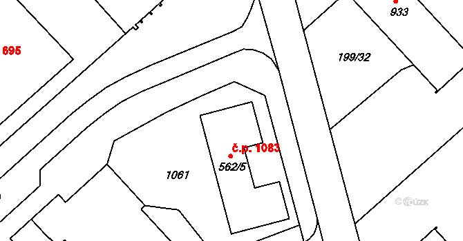 Sezimovo Ústí 1083 na parcele st. 562/5 v KÚ Sezimovo Ústí, Katastrální mapa