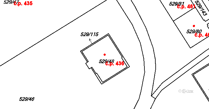 Ráj 436, Karviná na parcele st. 529/48 v KÚ Ráj, Katastrální mapa