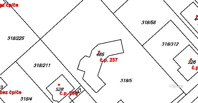 Lobkovice 237, Neratovice na parcele st. 465 v KÚ Lobkovice, Katastrální mapa