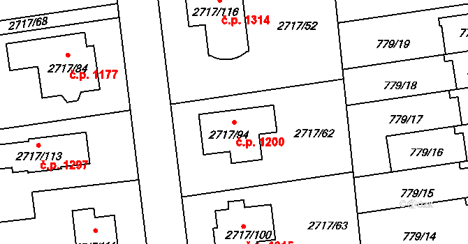 Kylešovice 1200, Opava na parcele st. 2717/94 v KÚ Kylešovice, Katastrální mapa