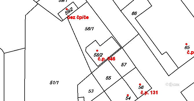 Proboštov 646 na parcele st. 58/2 v KÚ Proboštov u Teplic, Katastrální mapa