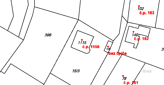 Ládví 1156, Kamenice na parcele st. 1115 v KÚ Ládví, Katastrální mapa