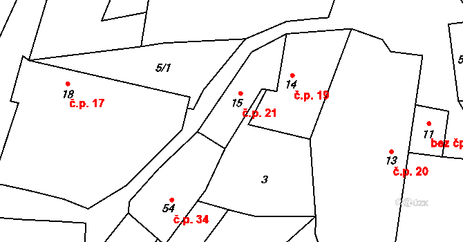 Damíč 21, Soběšice na parcele st. 15 v KÚ Damíč, Katastrální mapa