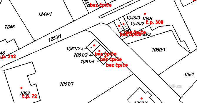 Mšeno nad Nisou 3001, Jablonec nad Nisou na parcele st. 1061/3 v KÚ Mšeno nad Nisou, Katastrální mapa