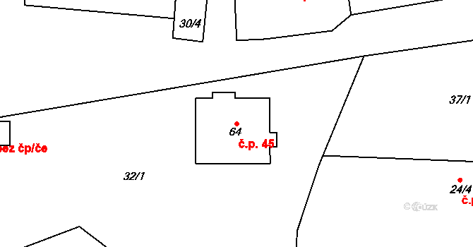 Kožlí u Čížové 45, Předotice na parcele st. 64 v KÚ Kožlí u Čížové, Katastrální mapa