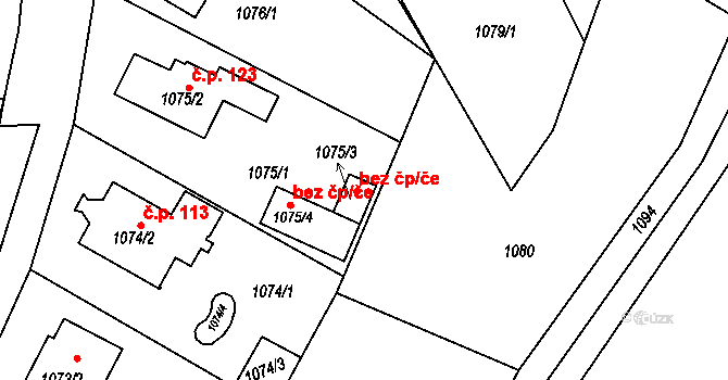 Dýšina 39625486 na parcele st. 1075/3 v KÚ Dýšina, Katastrální mapa