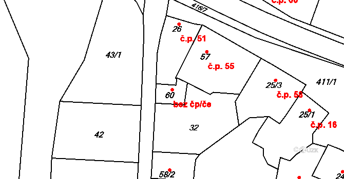 Mladeč 40874486 na parcele st. 60 v KÚ Sobáčov, Katastrální mapa