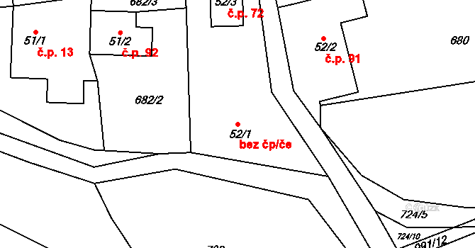 Višňová 41267486 na parcele st. 52/1 v KÚ Předlánce, Katastrální mapa