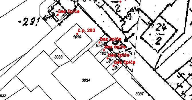 Prosiměřice 42326486 na parcele st. 1020 v KÚ Prosiměřice, Katastrální mapa