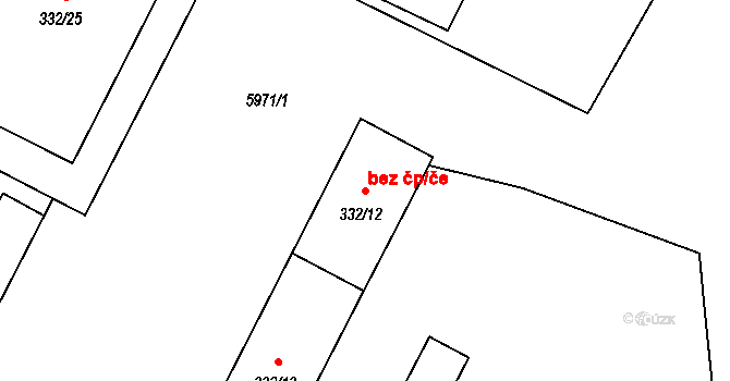 Hrušovany nad Jevišovkou 43003486 na parcele st. 332/12 v KÚ Hrušovany nad Jevišovkou, Katastrální mapa