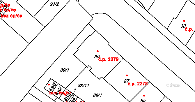 Předměstí 2279, Opava na parcele st. 90 v KÚ Opava-Předměstí, Katastrální mapa