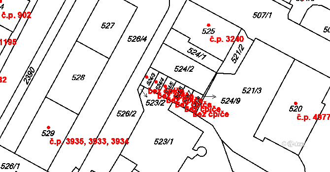 Chomutov 45040486 na parcele st. 524/5 v KÚ Chomutov I, Katastrální mapa