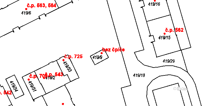Planá nad Lužnicí 47418486 na parcele st. 419/9 v KÚ Planá nad Lužnicí, Katastrální mapa