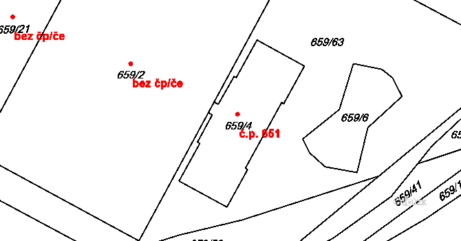Veselí nad Lužnicí 48917486 na parcele st. 659/4 v KÚ Veselí nad Lužnicí, Katastrální mapa