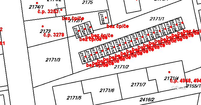 Chomutov 2015 na parcele st. 2171/11 v KÚ Chomutov II, Katastrální mapa
