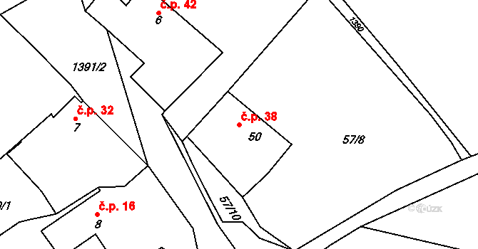 Lučkovice 38, Mirotice na parcele st. 50 v KÚ Lučkovice, Katastrální mapa