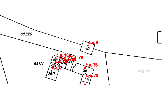 Strážiště 6, Mladotice na parcele st. 40 v KÚ Strážiště u Mladotic, Katastrální mapa