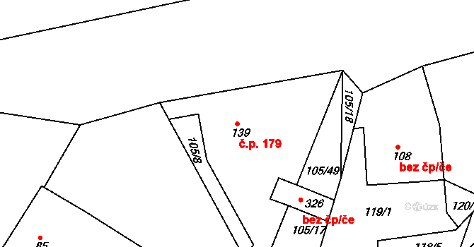 Hrádek 179 na parcele st. 139 v KÚ Hrádek u Sušice, Katastrální mapa