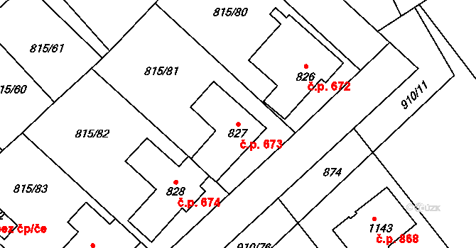 Sezemice 673 na parcele st. 827 v KÚ Sezemice nad Loučnou, Katastrální mapa