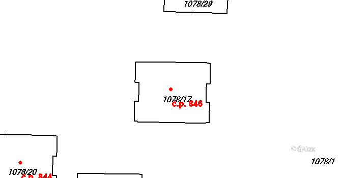 Odry 846 na parcele st. 1078/17 v KÚ Odry, Katastrální mapa