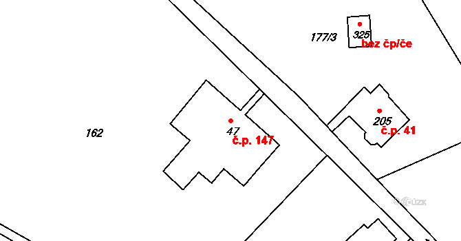 Horní Kamenice 147, Česká Kamenice na parcele st. 47 v KÚ Horní Kamenice, Katastrální mapa