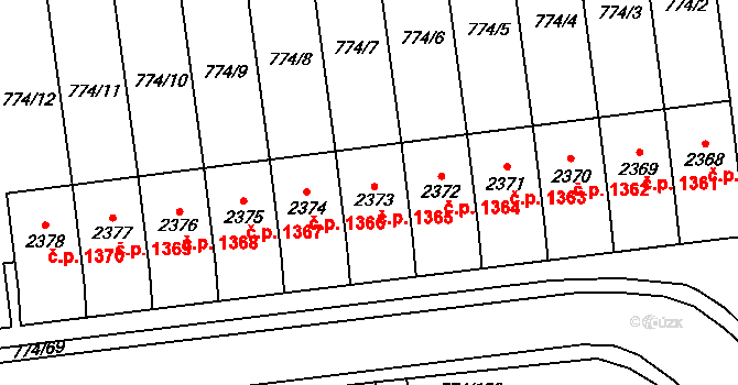 Humpolec 1365 na parcele st. 2373 v KÚ Humpolec, Katastrální mapa