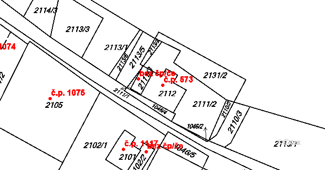 Vejprty 573 na parcele st. 2112 v KÚ Vejprty, Katastrální mapa