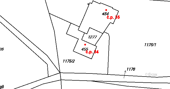 Čížkovice 1.díl 34, Maršovice na parcele st. 455 v KÚ Maršovice u Jablonce nad Nisou, Katastrální mapa