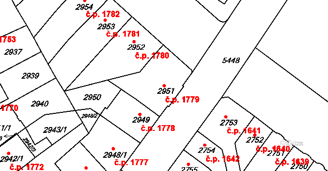 Znojmo 1779 na parcele st. 2951 v KÚ Znojmo-město, Katastrální mapa