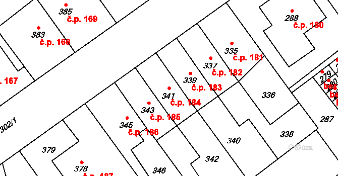 Přerov IV-Kozlovice 184, Přerov na parcele st. 341 v KÚ Kozlovice u Přerova, Katastrální mapa
