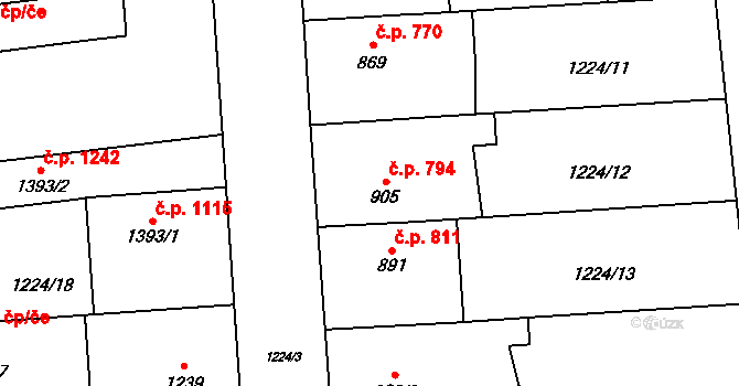 Lipník nad Bečvou I-Město 794, Lipník nad Bečvou na parcele st. 905 v KÚ Lipník nad Bečvou, Katastrální mapa