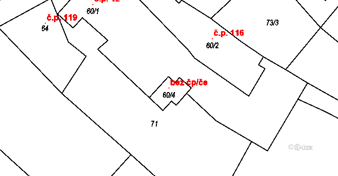 Chorušice 118996487 na parcele st. 60/4 v KÚ Velký Újezd u Chorušic, Katastrální mapa