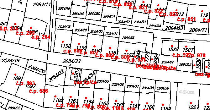 Jáchymov 809 na parcele st. 1161 v KÚ Jáchymov, Katastrální mapa