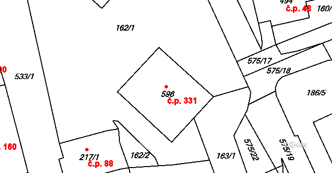 Železná Ruda 331 na parcele st. 596 v KÚ Železná Ruda, Katastrální mapa