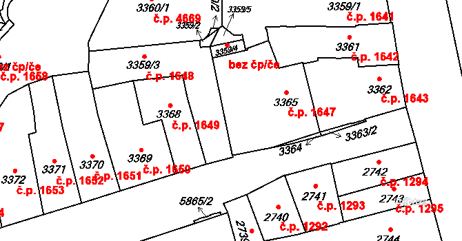 Jihlava 1647 na parcele st. 3365 v KÚ Jihlava, Katastrální mapa