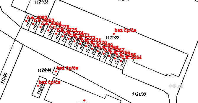 Jihlava 2268 na parcele st. 1121/35 v KÚ Jihlava, Katastrální mapa