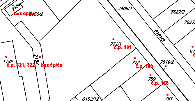 Telč-Štěpnice 181, Telč na parcele st. 771/1 v KÚ Telč, Katastrální mapa