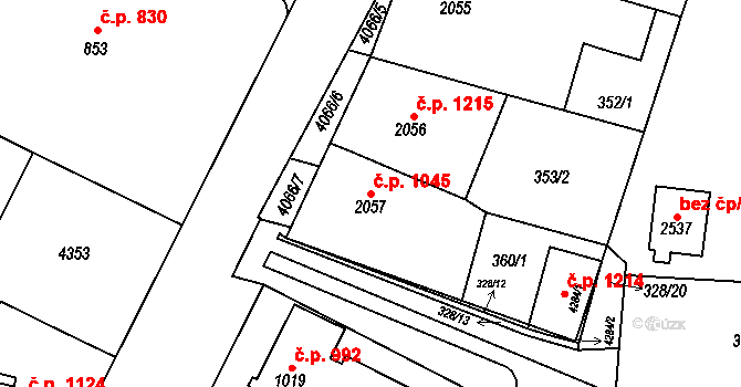 Kyjov 1045 na parcele st. 2057 v KÚ Kyjov, Katastrální mapa