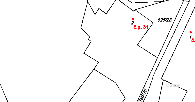Hrbov 31, Polná na parcele st. 2 v KÚ Hrbov, Katastrální mapa