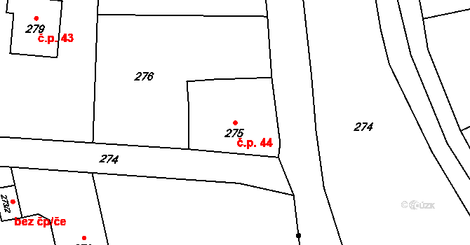 Janovice 44, Rýmařov na parcele st. 275 v KÚ Janovice u Rýmařova, Katastrální mapa