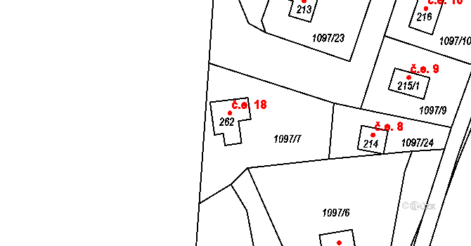 Libochovany 18 na parcele st. 262 v KÚ Libochovany, Katastrální mapa