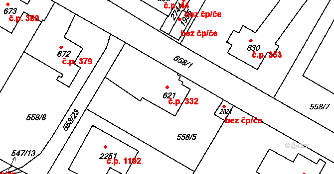 Prachatice II 332, Prachatice na parcele st. 621 v KÚ Prachatice, Katastrální mapa