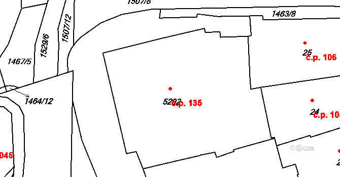Vnitřní Město 135, Třebíč na parcele st. 5292 v KÚ Třebíč, Katastrální mapa