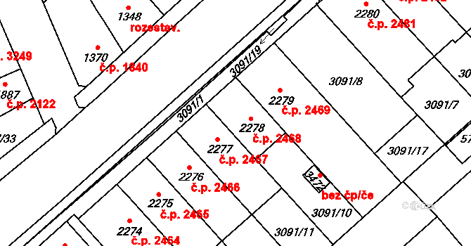 Břeclav 2468 na parcele st. 2278 v KÚ Břeclav, Katastrální mapa